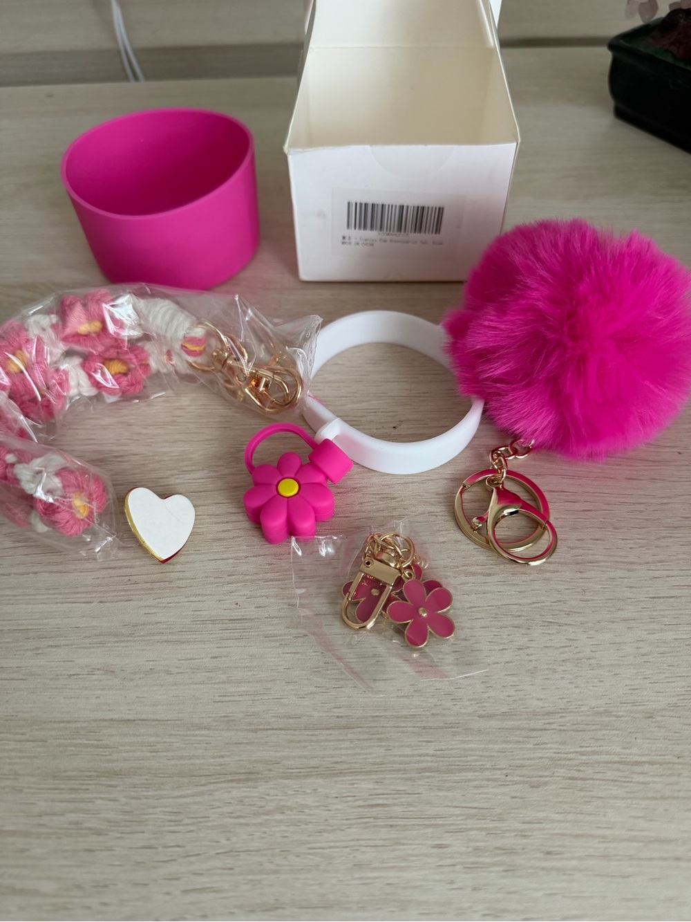 Stanley cup accessories set in pink.